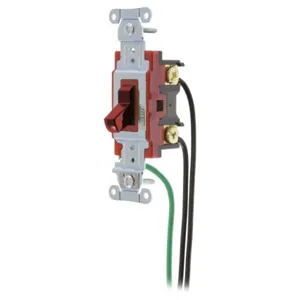 HUBBELL WIRING DEVICE-KELLEMS 1224PWR Toggle Switch, Four Way, 20A, 120/277VAC, Red | BC9HYL