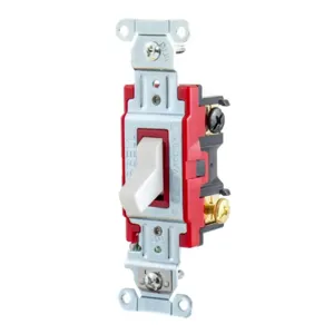 HUBBELL WIRING DEVICE-KELLEMS 1223W Toggle Switch, Three Way, 20A, 120/277VAC, White | BC8ACZ