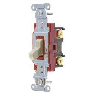 HUBBELL WIRING DEVICE-KELLEMS 1224I Toggle Switch, Four Way, 20A, 120/277VAC, Ivory | BC9DLT