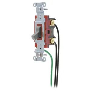 HUBBELL WIRING DEVICE-KELLEMS 1223PWGY Toggle Switch, Three Way, 20A, 120/277VAC, Gray | BD4XXK