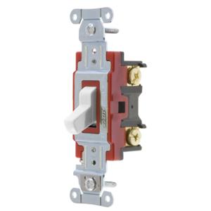 HUBBELL WIRING DEVICE-KELLEMS 1224W Toggle Switch, Four Way, 20A, 120/277VAC, White | BD3HRN