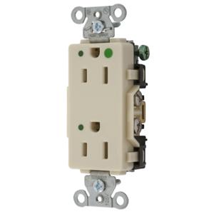 HUBBELL WIRING DEVICE-KELLEMS 2172IVL Decorator Duplex Receptacle, Led Indicator, 15A, 125V, 2-Pole, Ivory | BD4JQY