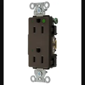 HUBBELL WIRING DEVICE-KELLEMS 2172L Decorator Duplex Receptacle, Led Indicator, 15A, 125V, 2-Pole, Brown | BD3PHX