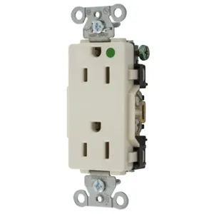 HUBBELL WIRING DEVICE-KELLEMS 2172LA Decorator Duplex Receptacle, 15A, 125V, 2-Pole, 3-Wire Grounding, Light Almond | BD3PHW