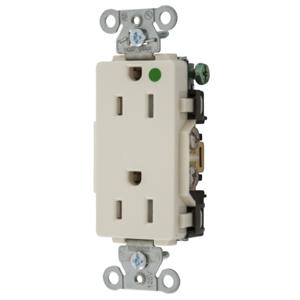 HUBBELL WIRING DEVICE-KELLEMS 2172LATRA Decorator Duplex Receptacle, 15A, 125V, 2-Pole, 3-Wire Grounding, Light Almond | CE6RCK