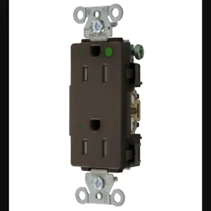 HUBBELL WIRING DEVICE-KELLEMS 2172LTRA Decorator Duplex Receptacle, Led Indicator, 15A, 125V, 2-Pole, Brown | BD4BLW