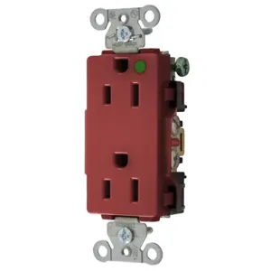 HUBBELL WIRING DEVICE-KELLEMS 2172RED Receptacle, Commercial, Standard Duplex, Flush Mount, 15A, 125V AC, Red | BD4LQC 49YK90