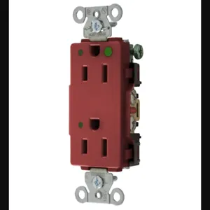 HUBBELL WIRING DEVICE-KELLEMS 2172REDL Decorator Duplex Receptacle, Led Indicator, 15A, 125V, 2-Pole, Red | BD3YJZ