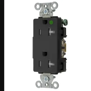 HUBBELL WIRING DEVICE-KELLEMS 2182BKTRA Decorator Duplex Receptacle, 20A, 125V, 2-Pole, 3-Wire Grounding, Black | BD3NHF