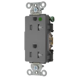 HUBBELL WIRING DEVICE-KELLEMS 2182GYTRA Decorator Duplex Receptacle, 20A, 125V, 2-Pole, 3-Wire Grounding, Gray | BD3VRC