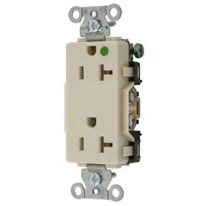 HUBBELL WIRING DEVICE-KELLEMS 2182IV Receptacle, Hospital Grade, Decorator Duplex, Flush Mount, 20A, Ivory | BD4CJW 52HF28