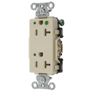 HUBBELL WIRING DEVICE-KELLEMS 2182IVL Decorator Duplex Receptacle, Led Indicator, 20A, 125V, 2-Pole, Ivory | BD3QRZ