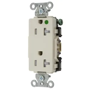 HUBBELL WIRING DEVICE-KELLEMS 2182LATRA Decorator Duplex Receptacle, 20A, 125V, 2-Pole, 3-Wire Grounding, Light Almond | BD4FBM