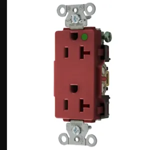 HUBBELL WIRING DEVICE-KELLEMS 2182RED Receptacle, Hospital Grade, Decorator Duplex, Flush Mount, 20A, Red | BD3QTA 49YK59