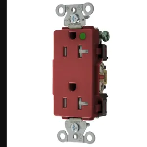 HUBBELL WIRING DEVICE-KELLEMS 2182REDTRA Decorator Duplex Receptacle, 20A, 125V, 2-Pole, 3-Wire Grounding, Red | BD3QLF