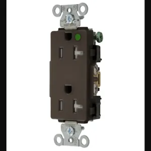 HUBBELL WIRING DEVICE-KELLEMS 2182TRA Decorator Duplex Receptacle, 20A, 125V, 2-Pole, 3-Wire Grounding, Brown | BD4KTK