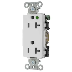 HUBBELL WIRING DEVICE-KELLEMS 2182W Receptacle, Hospital Grade, Decorator Duplex, Flush Mount, 20A, White | BD4GGM 49YK75