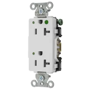 HUBBELL WIRING DEVICE-KELLEMS 2182WL Decorator Duplex Receptacle, Led Indicator, 20A, 125V, 2-Pole, White | BD4GGN