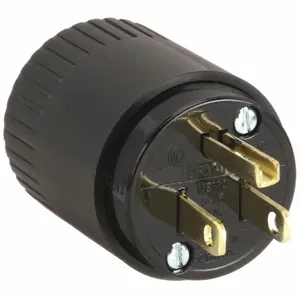 HUBBELL WIRING DEVICE-KELLEMS 515P 15A Commercial Grade Straight Blade Plug, Black, NEMA Configuration 5-15P | CD2LFN 49YK49