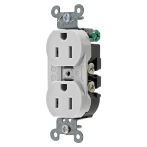 HUBBELL WIRING DEVICE-KELLEMS 5252AOW Straight Receptacle, Duplex, 15A 125V, Office White | BD2UUJ