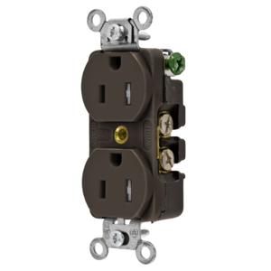 HUBBELL WIRING DEVICE-KELLEMS 5252BTR Straight Receptacle, Duplex, 15A 125V, Brown | CE6QPM