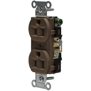 HUBBELL WIRING DEVICE-KELLEMS 5262AB Straight Receptacle, Duplex, 15A 125V, Brown | CE6QPZ