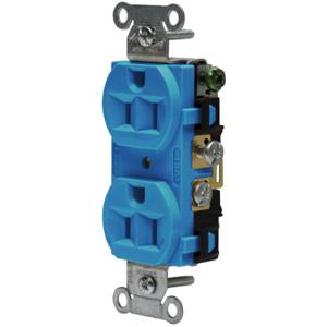 HUBBELL WIRING DEVICE-KELLEMS 5262ABL Straight Receptacle, Duplex, 15A 125V, Blue | CE6QQA