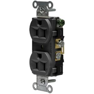 HUBBELL WIRING DEVICE-KELLEMS 5262ABLK Straight Receptacle, Duplex, 15A 125V, Black | CE6QQB