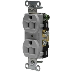 HUBBELL WIRING DEVICE-KELLEMS 5262AG Straight Receptacle, Duplex, 15A 125V, Gray | CE6QQC