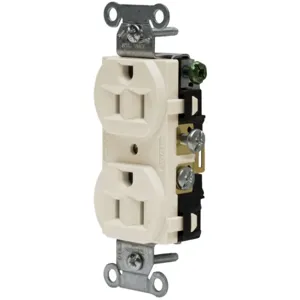 HUBBELL WIRING DEVICE-KELLEMS 5262ALA Straight Receptacle, Duplex, 15A 125V, Light Almond | CE6QQE