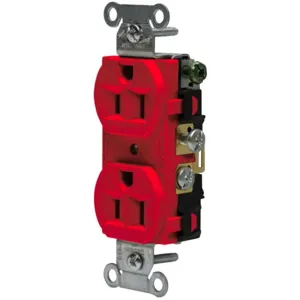 HUBBELL WIRING DEVICE-KELLEMS 5262AR Straight Receptacle, Duplex, 15A 125V, Red | CE6QQF