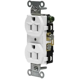 HUBBELL WIRING DEVICE-KELLEMS 5262AW Straight Receptacle, Duplex, 15A 125V, White | CE6QQG