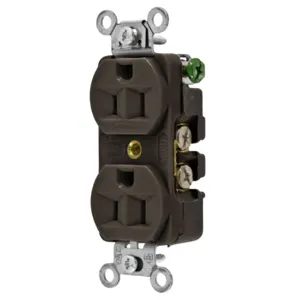 HUBBELL WIRING DEVICE-KELLEMS 5262B Straight Receptacle, Duplex, 15A 125V, Brown | BC8RMG