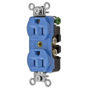 HUBBELL WIRING DEVICE-KELLEMS 5262BL Straight Receptacle, Duplex, 15A 125V, Blue | BD2YHC