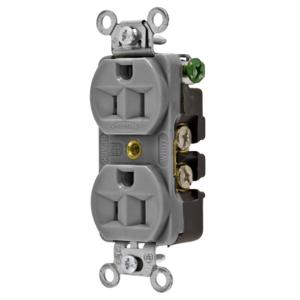 HUBBELL WIRING DEVICE-KELLEMS 5262G Straight Receptacle, Duplex, 15A 125V, Gray | BD3PZJ