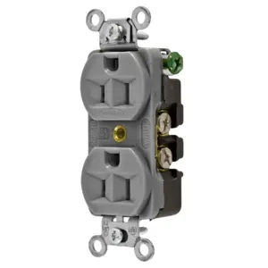 HUBBELL WIRING DEVICE-KELLEMS 5262G Straight Receptacle, Duplex, 15A 125V, Gray | BD3PZJ