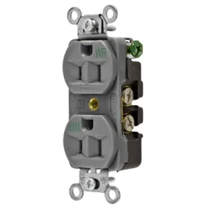 HUBBELL WIRING DEVICE-KELLEMS 5262GYWR Straight Receptacle, Duplex, 15A 125V, Gray | BC8UQL