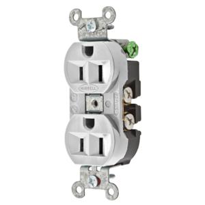 HUBBELL WIRING DEVICE-KELLEMS 5262OW Straight Receptacle, Duplex, 15A 125V, Office White | BC9JWW