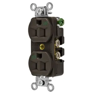 HUBBELL WIRING DEVICE-KELLEMS 5262WR Straight Receptacle, Duplex, 15A 125V, Brown | BD2NGK