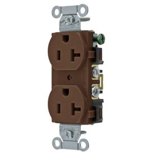 HUBBELL WIRING DEVICE-KELLEMS 5352AB Straight Receptacle, Duplex, 20A 125V, Brown | BD3ZTU