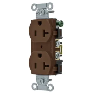 HUBBELL WIRING DEVICE-KELLEMS 5352AB Straight Receptacle, Duplex, 20A 125V, Brown | BD3ZTU