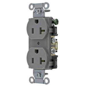 HUBBELL WIRING DEVICE-KELLEMS 5352AG Straight Receptacle, Duplex, 20A 125V, Gray | BD3NVZ