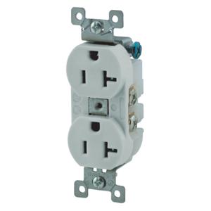 HUBBELL WIRING DEVICE-KELLEMS 5352AOW Straight Receptacle, Duplex, 20A 125V, Office White | BD2RGE