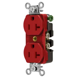 HUBBELL WIRING DEVICE-KELLEMS 5352R Straight Receptacle, Duplex, 20A 125V, Red | CE6QQU