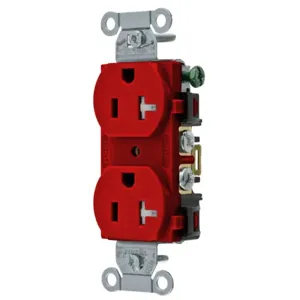 HUBBELL WIRING DEVICE-KELLEMS 5352RTR Straight Receptacle, Duplex, 20A 125V, Red | CE6QQV