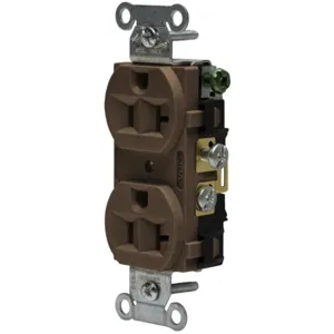 HUBBELL WIRING DEVICE-KELLEMS 5362AB Straight Receptacle, Duplex, 20A 125V, Brown | CE6QQY