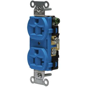 HUBBELL WIRING DEVICE-KELLEMS 5362ABL Straight Receptacle, Duplex, 20A 125V, Blue | CE6QQZ