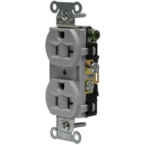 HUBBELL WIRING DEVICE-KELLEMS 5362AG Straight Receptacle, Duplex, 20A 125V, Gray | CE6QRB