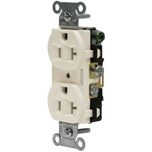 HUBBELL WIRING DEVICE-KELLEMS 5362ALA Straight Receptacle, Duplex, 20A 125V, Light Almond | CE6QRD