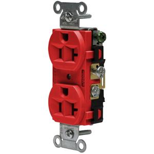 HUBBELL WIRING DEVICE-KELLEMS 5362AR Straight Receptacle, Duplex, 20A 125V, Red | CE6QRE
